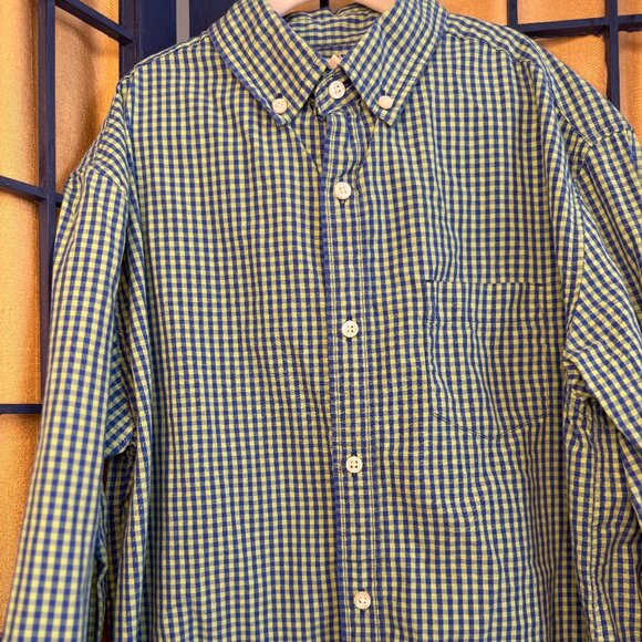 Crewcuts Kids Blue & Green Gingham boy's Button-Down Shirt – Size 14 - Picture 4 of 5